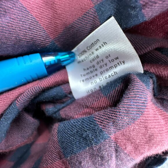 Teddy‎ Stratford Shirt Mens 3 M/L Maroon Blue Zip Button Up Check Cotton Pockets - Picture 16 of 16